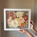 Load image into Gallery viewer, Pressed wedding bouquet in custom 11x14" frame – Omaha flower preservation, accepting bouquets from across the United States