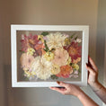Load image into Gallery viewer, Pressed wedding bouquet in custom 11x14" frame – Omaha flower preservation, accepting bouquets from across the United States