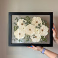 Load image into Gallery viewer, Pressed wedding bouquet in custom 12x16" frame – Omaha flower preservation, accepting bouquets from across the United States