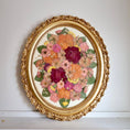 Load image into Gallery viewer, Decorative floral artwork in a gold frame on a white surface