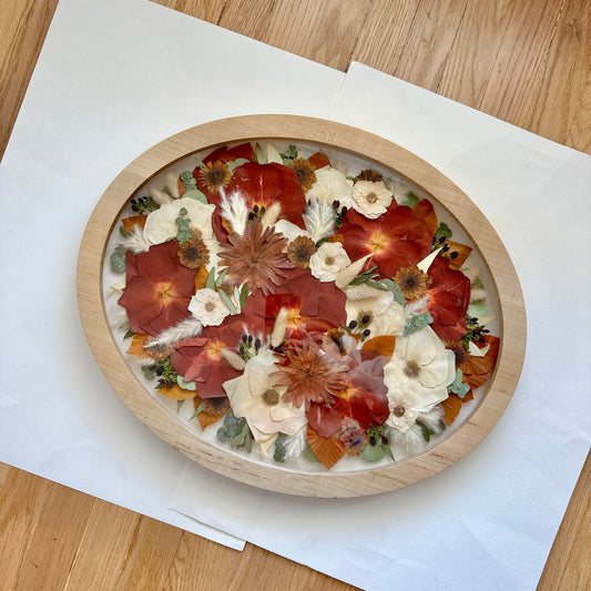 Pressed wedding bouquet in custom 16x20 Modern Oval Frame– Omaha flower preservation, accepting bouquets from across the United States