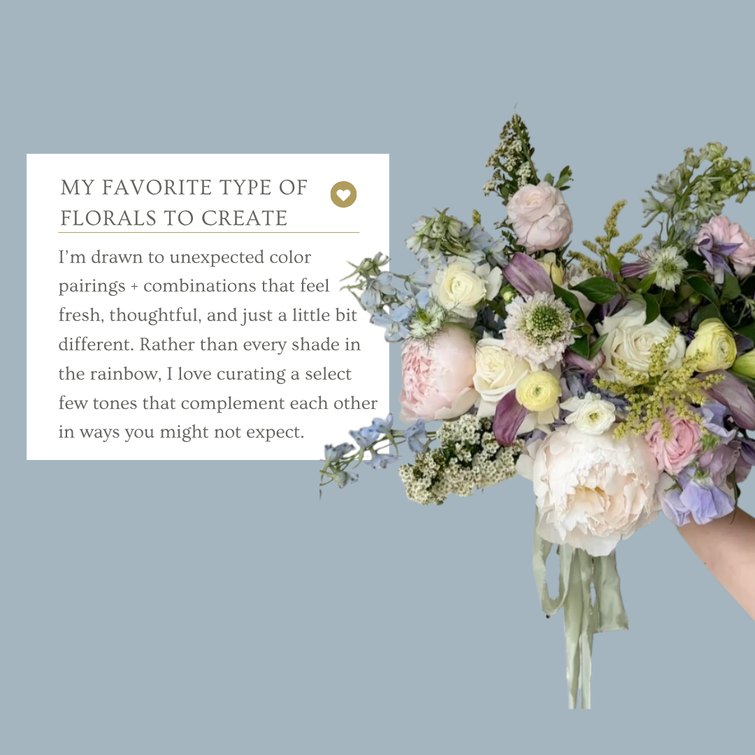 Bouquet of flowers with text on a light blue background